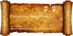 Patatics Hetény névjegykártya